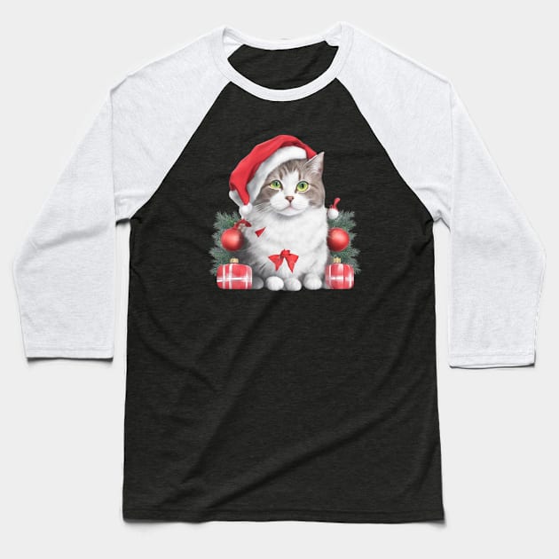 funny santa cat Baseball T-Shirt by halazidan